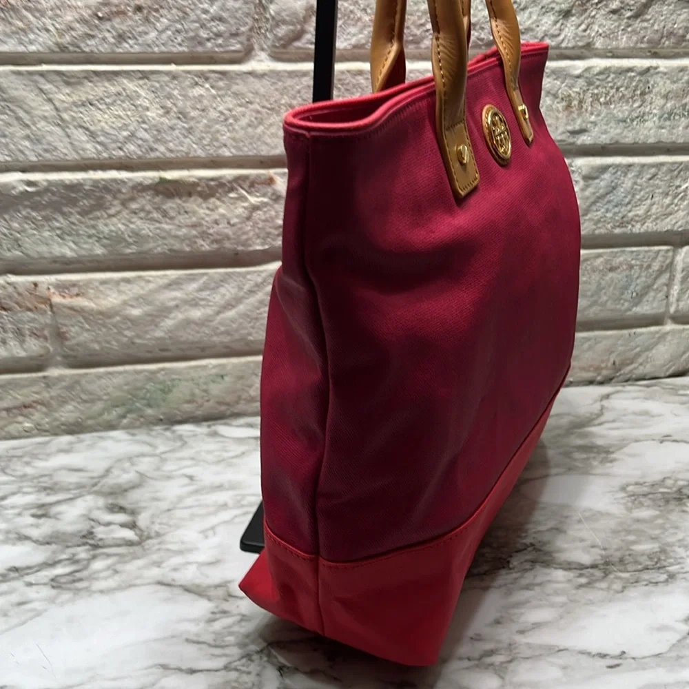 TORY BURCH LEATHER AND CANVAS TOTE BAG IN EUC - Picture 5 of 15